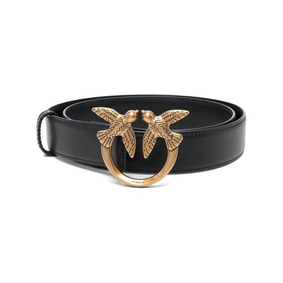 PINKO Women\'s Leather Belt with Love Birds Buckle Women BLACK Belts main image 6